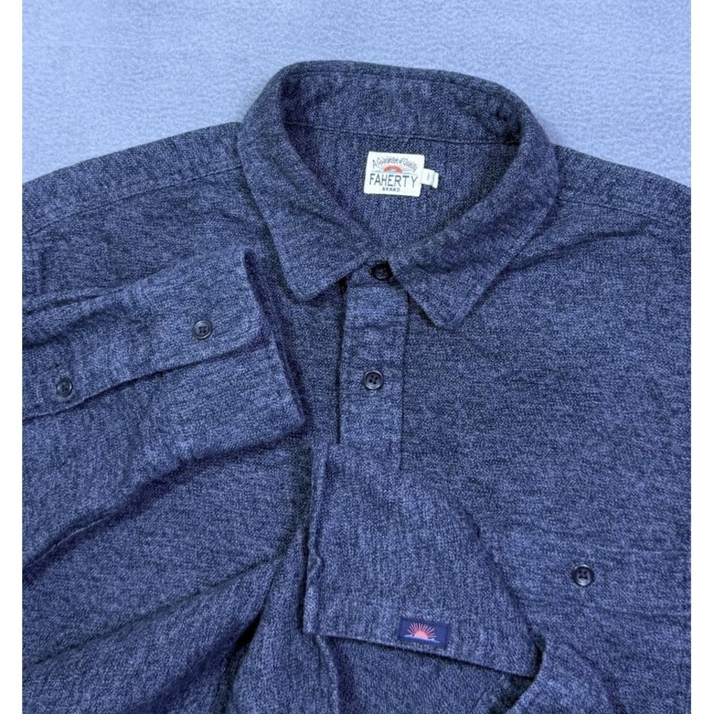Faherty Shirt Mens L Heavy Organic Cotton Athleisure Normcore Gray Athleisure